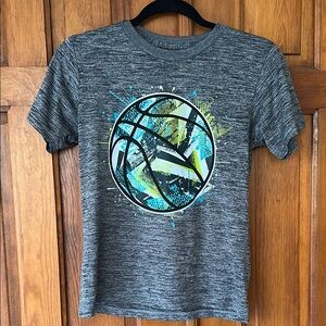 Gray Kids Basketball Graphic T-Shirt